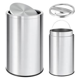 Homhougo - 13 gal Stainless Steel Trash Can, 50 L Kitchen Garbage Can with Flipping Lid & Removable Inner Bucket - Silver