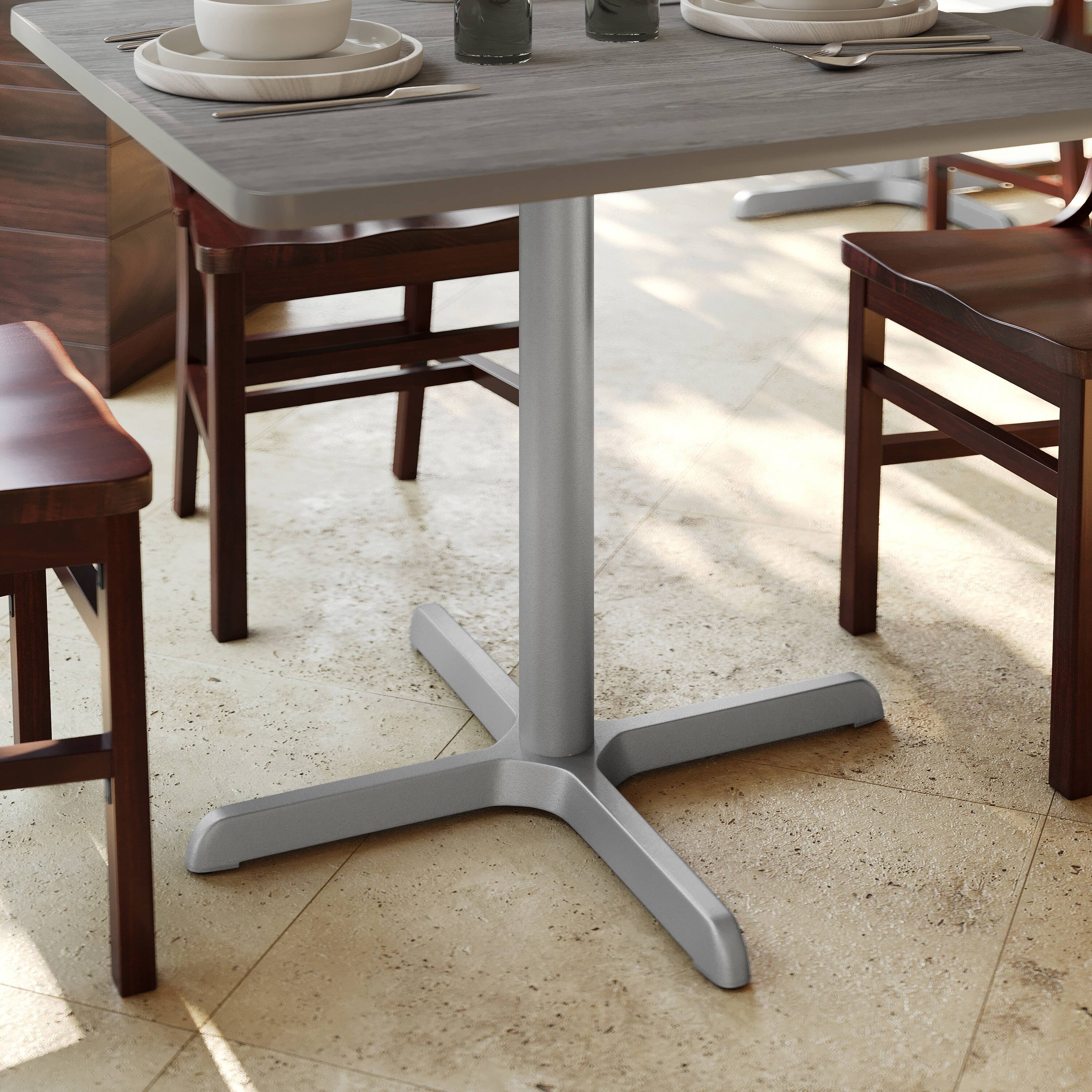 Alt View 1. Flash Furniture - Beverly 30'' x 30'' Restaurant Indoor/Outdoor Table X-Base with 3'' Dia. Table Height Column, Silver - Gray.