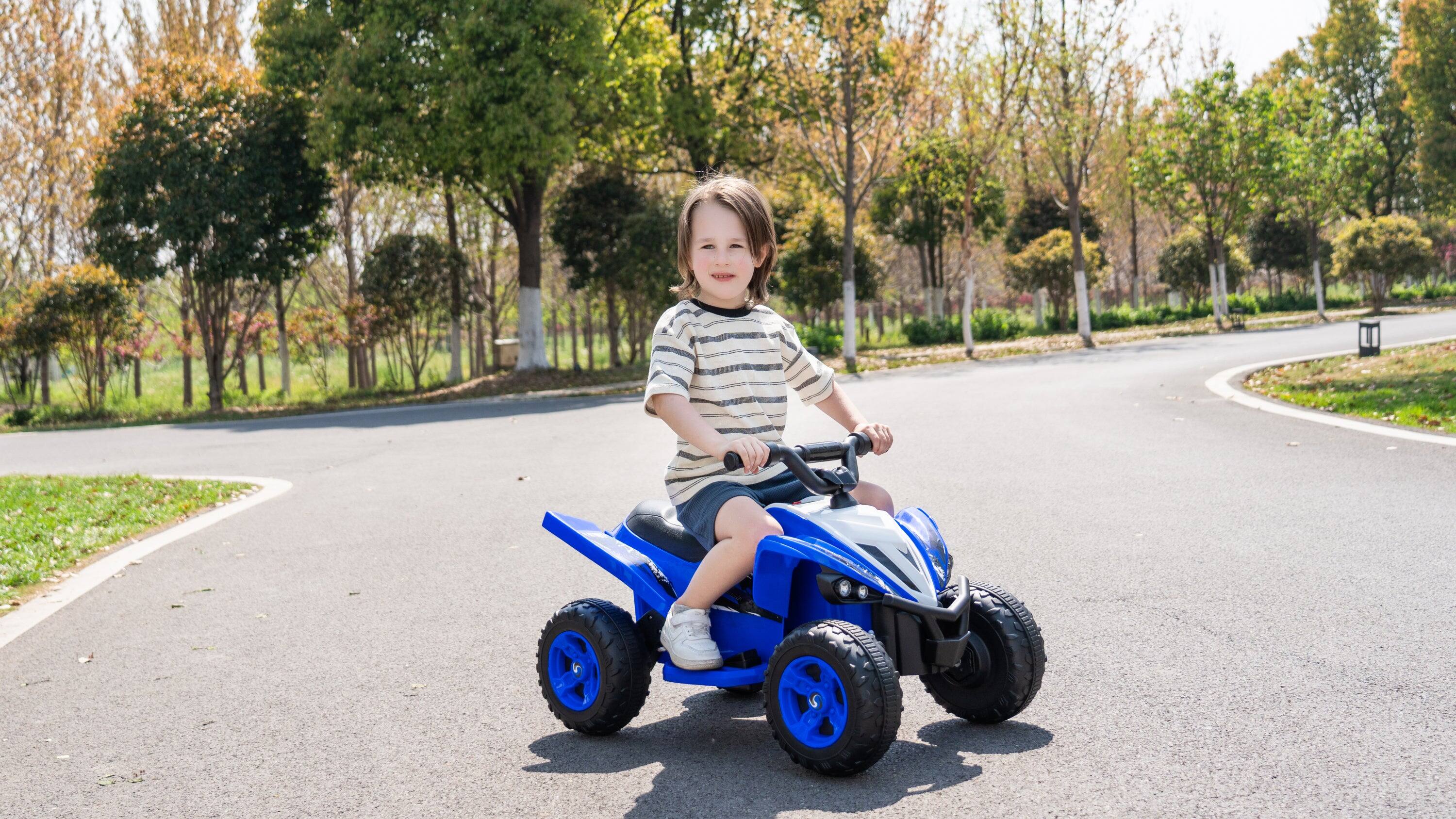 Back. BreeBe - Kids Electric Ride-On Car for Ages 3-6, 12V 4.5Ah Dual Motor, Bluetooth Music, LED Lights, 2 Speeds, Blue - Blue.