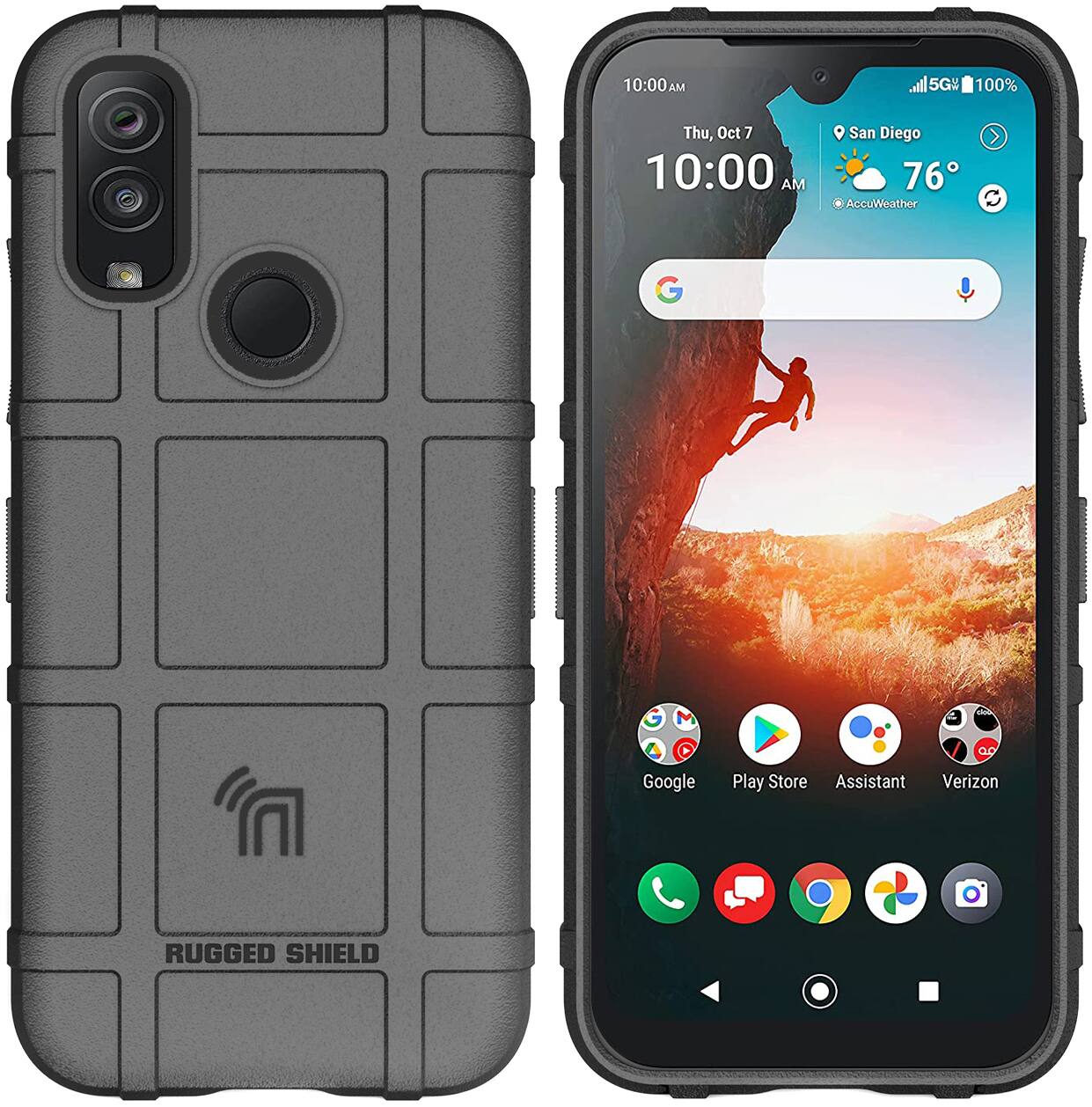 10:00 AM  
Thu, Oct 7  
San Diego 76°  
AccuWeather  
Google  
Play Store  
Assistant  
Verizon  
RUGGED SHIELD