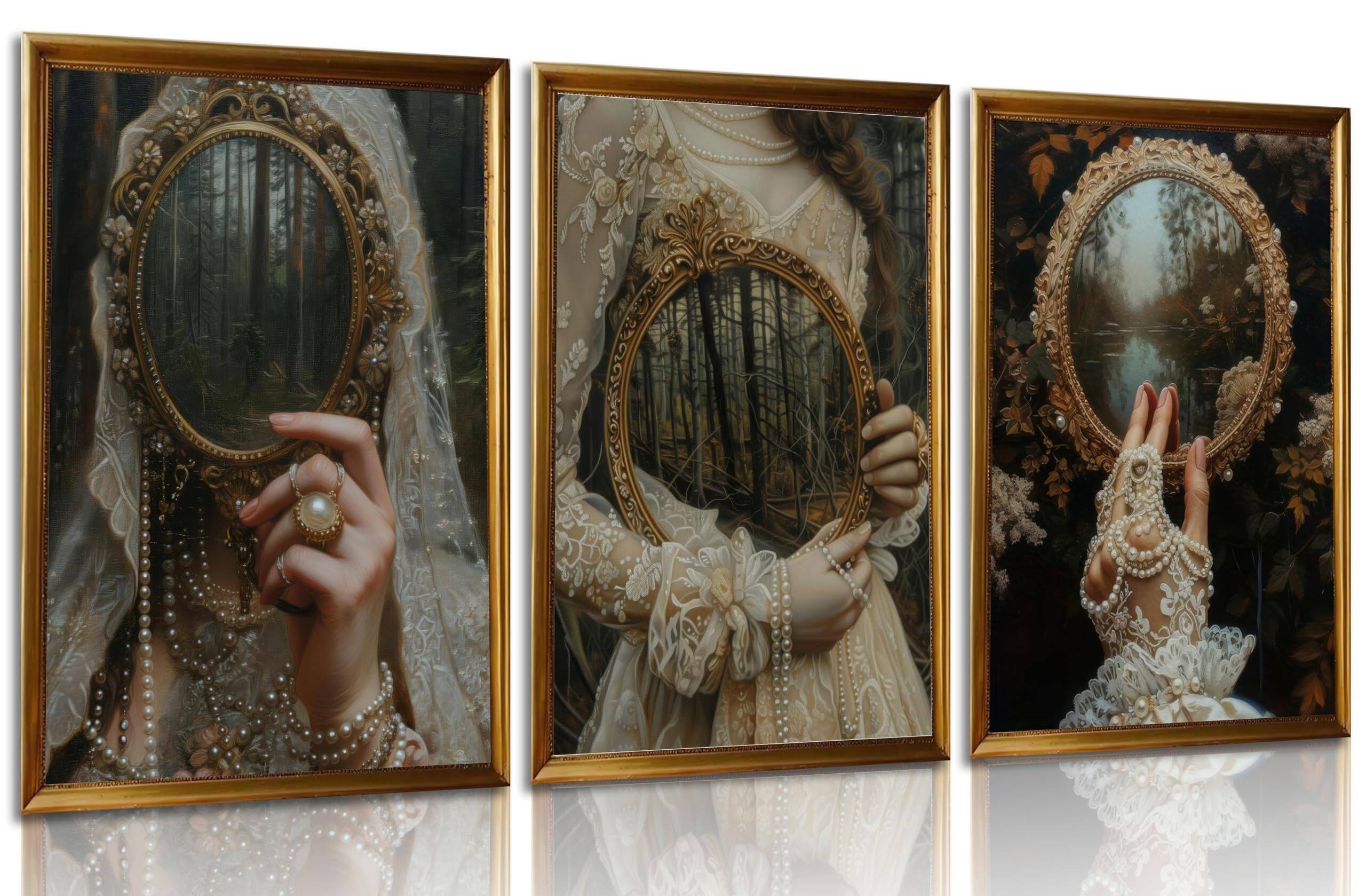 Front. Fabibe - Academia Canvas Wall Art Moody Gothic Victorian Antique Painting Pictures Wall Decor Vintage Women Halloween Aesthetic P - Vintage Victoria 24L" x 16W" Poster.