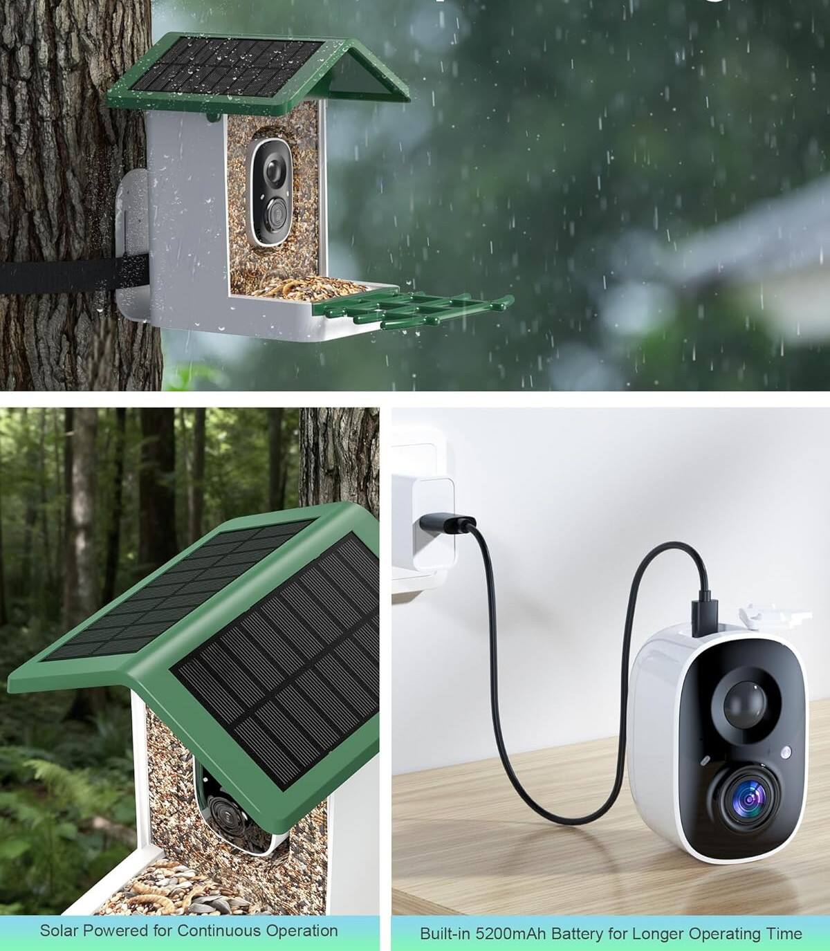 Solar Powered for Continuous Operation  
Built-in 5200mAh Battery for Longer Operating Time