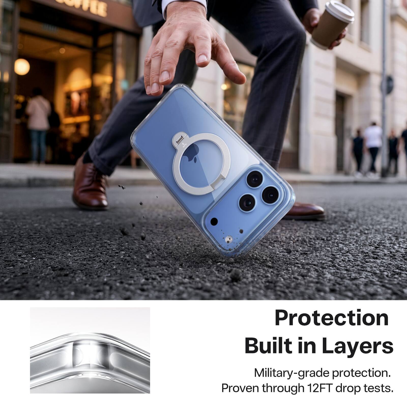 Protection Built in Layers  
Military-grade protection. Proven through 12FT drop tests.