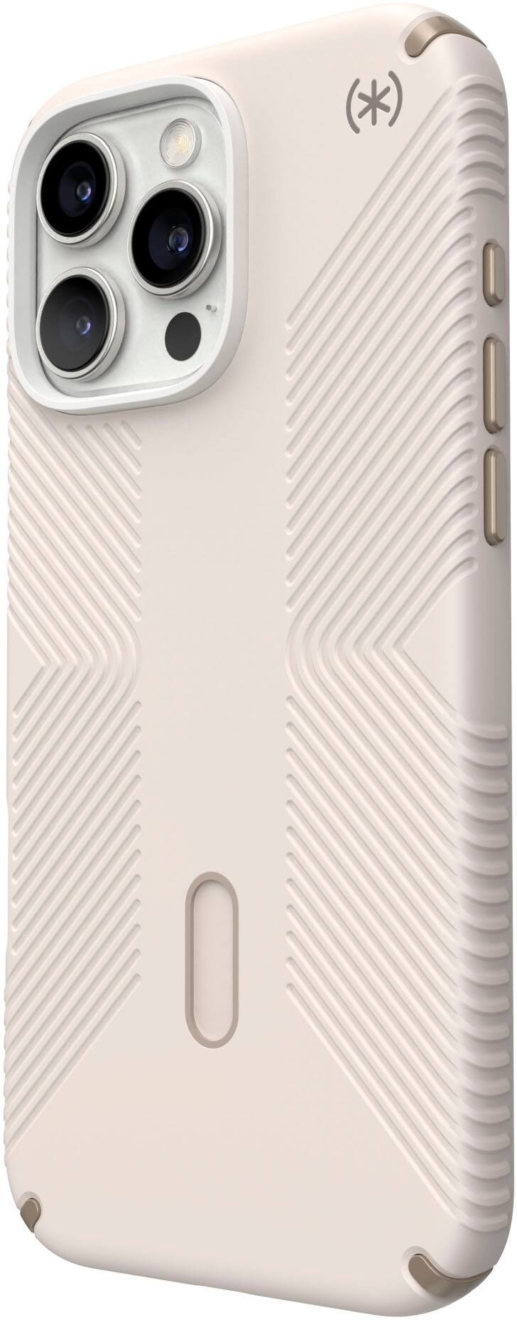 Angle. Speck - Presidio2 Grip ClickLock Case with MagSafe for Apple iPhone 16 Pro Max - Bleached Bone.