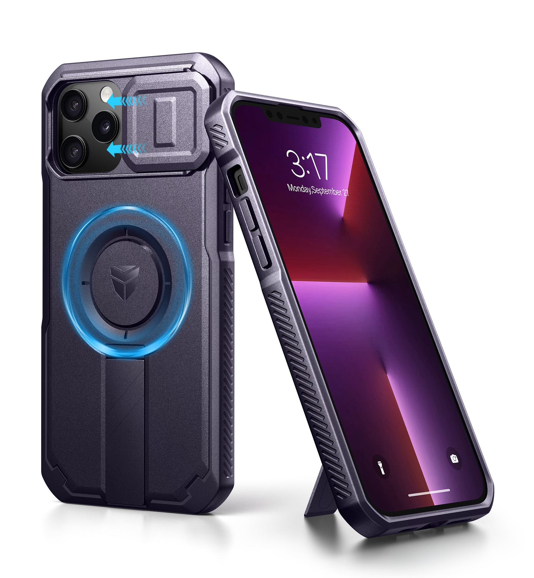 Dexnor - Phone Case for iPhone 13 Pro Max/12 Pro Max with Slide Camera Cover, Compatible with MagSafe, Rugged Magnetic Shockproof - Phantom Purple