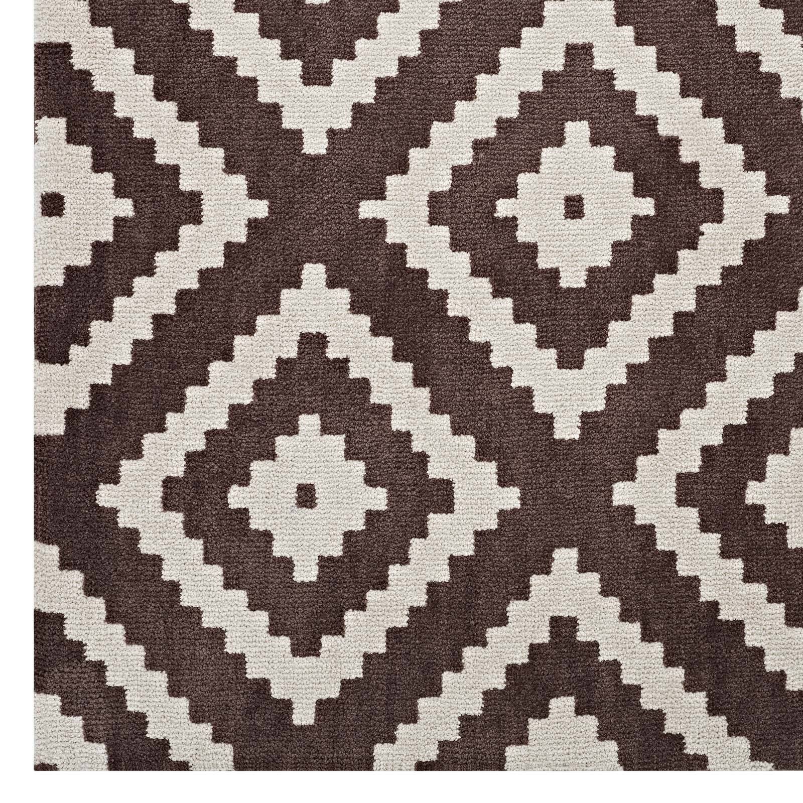 Alt View 1. Modway - Alika Abstract Diamond Trellis Area Rug - Ivory and Brown.