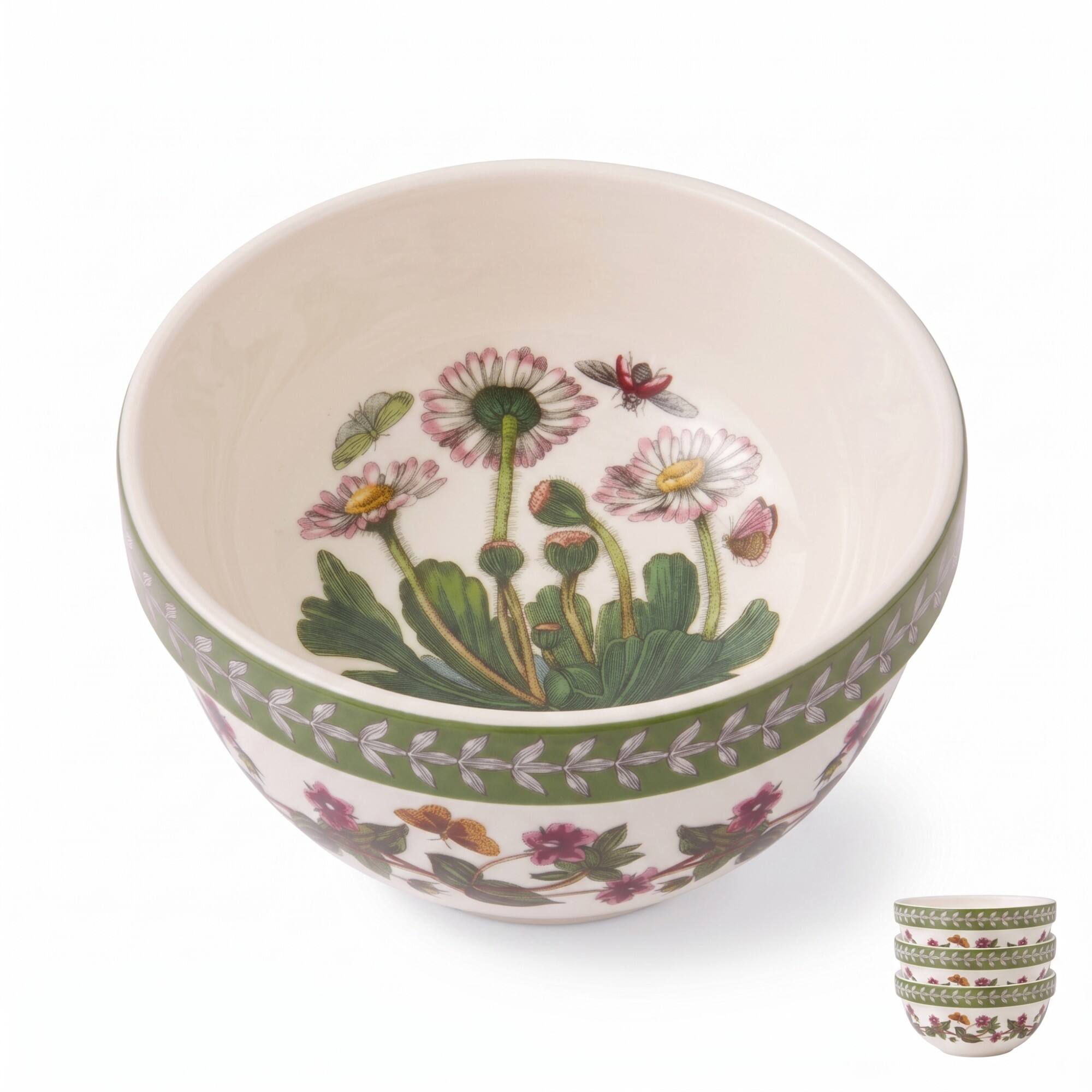 Front. Portmeirion - Portmeirion Botanic Garden Etchings 4" Stacking Bowl, Daisy/Rhododendron - Multicolored.