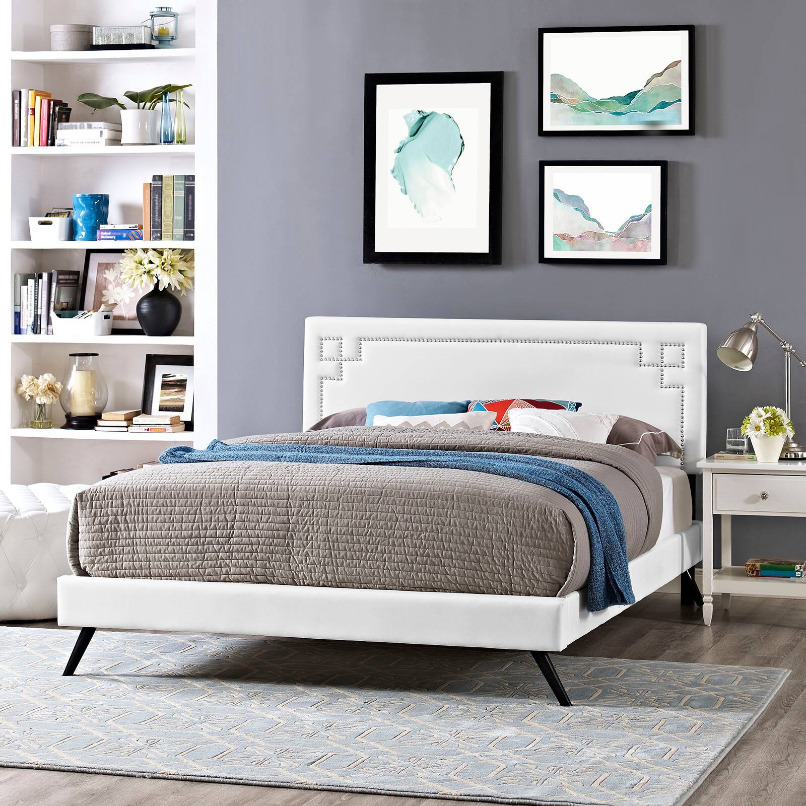 Alt View 2. Modway - Amelia Faux Leather Full Bed - White.