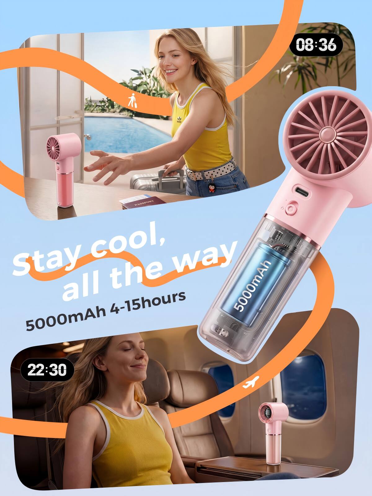 08:36 - Stay cool, all the way. 5000mAh 4-15hours 22:30