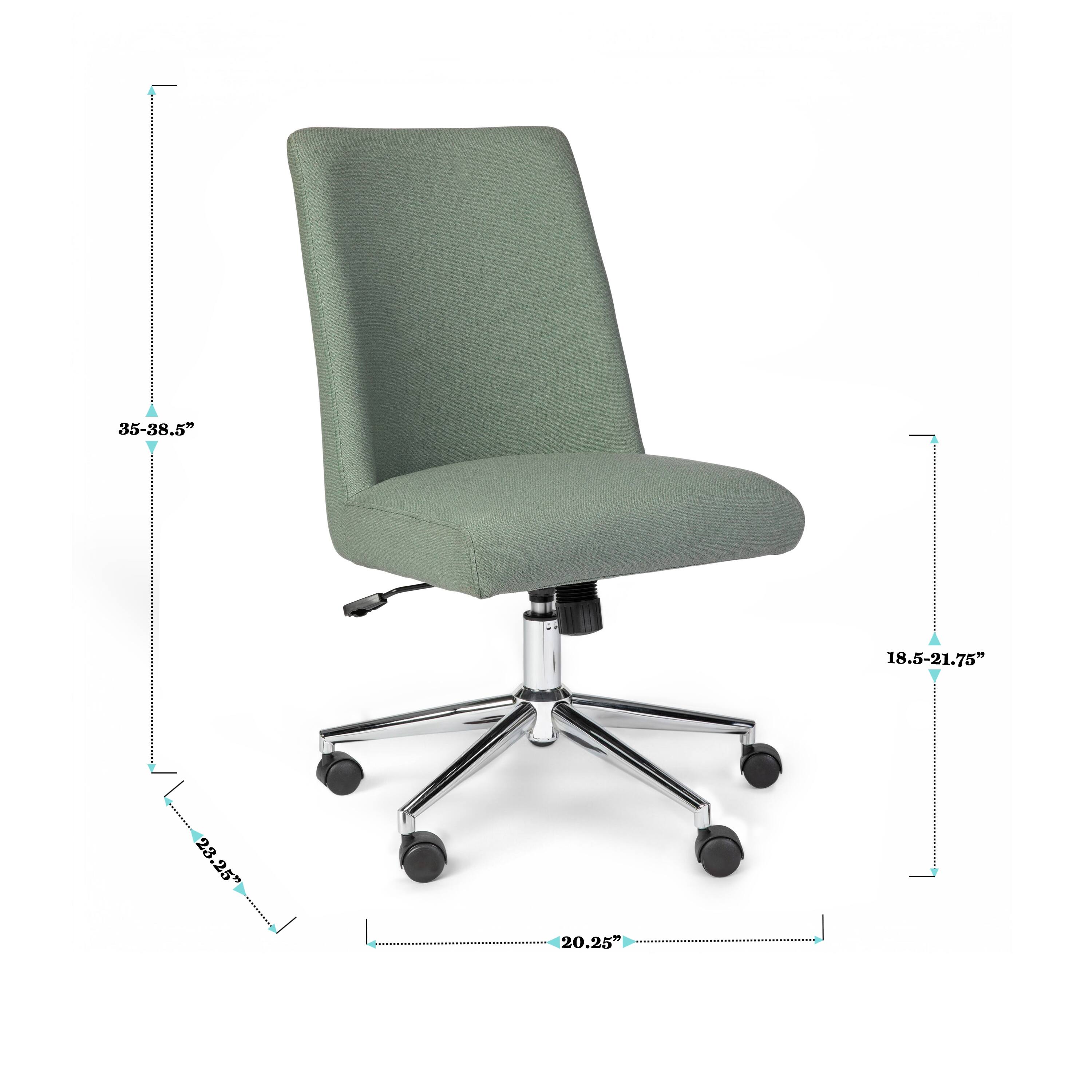 The text on the image reads: 35-38.5 18.5-21.75" 23.25" 20.25". This information is likely related to the dimensions of the chair, such as the height, width, and depth.