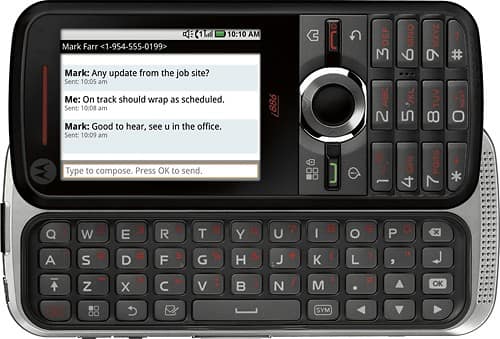 Front Standard. Motorola - i886 Mobile Phone - Black (Sprint).