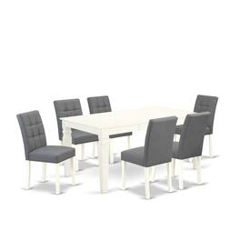 East West Furniture - 7 Piece Modern Dining Table Set - White