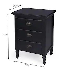 Starlight Canyon Home - Wood Nightstand with Drawers – Classic 3 Drawer Bedroom Table - Black