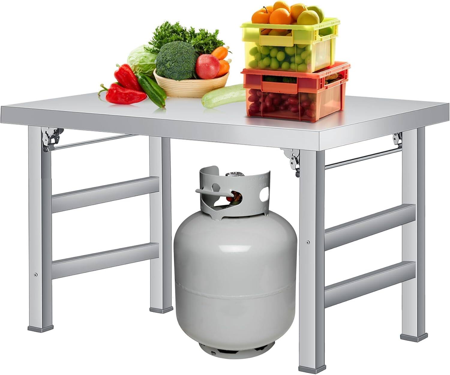 Front. GARVEE - 36" x 24" Stainless Steel Folding Table,Commercial Work & Prep Table, Portable Utility Table with Adjustable Undershelf - 36*24inches.