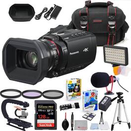 Bundle - Panasonic - HC-X1200 UHD 4K HDMI Camcorder with 24x Zoom + Accessory Package Including 128GB Extreme Pro Memory, LE - Black