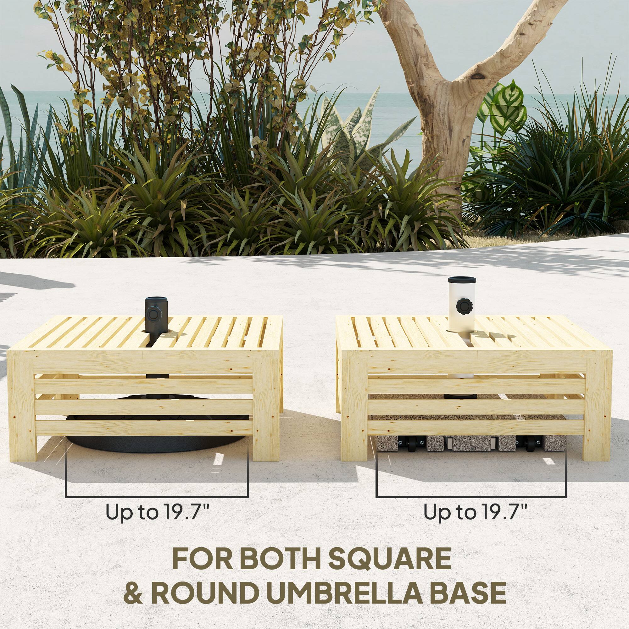 Up to 19.7"  
FOR BOTH SQUARE & ROUND UMBRELLA BASE