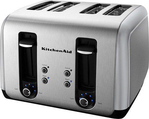 Best Buy: KitchenAid 4-Slice Wide-Slot Toaster Silver Kmt423cu