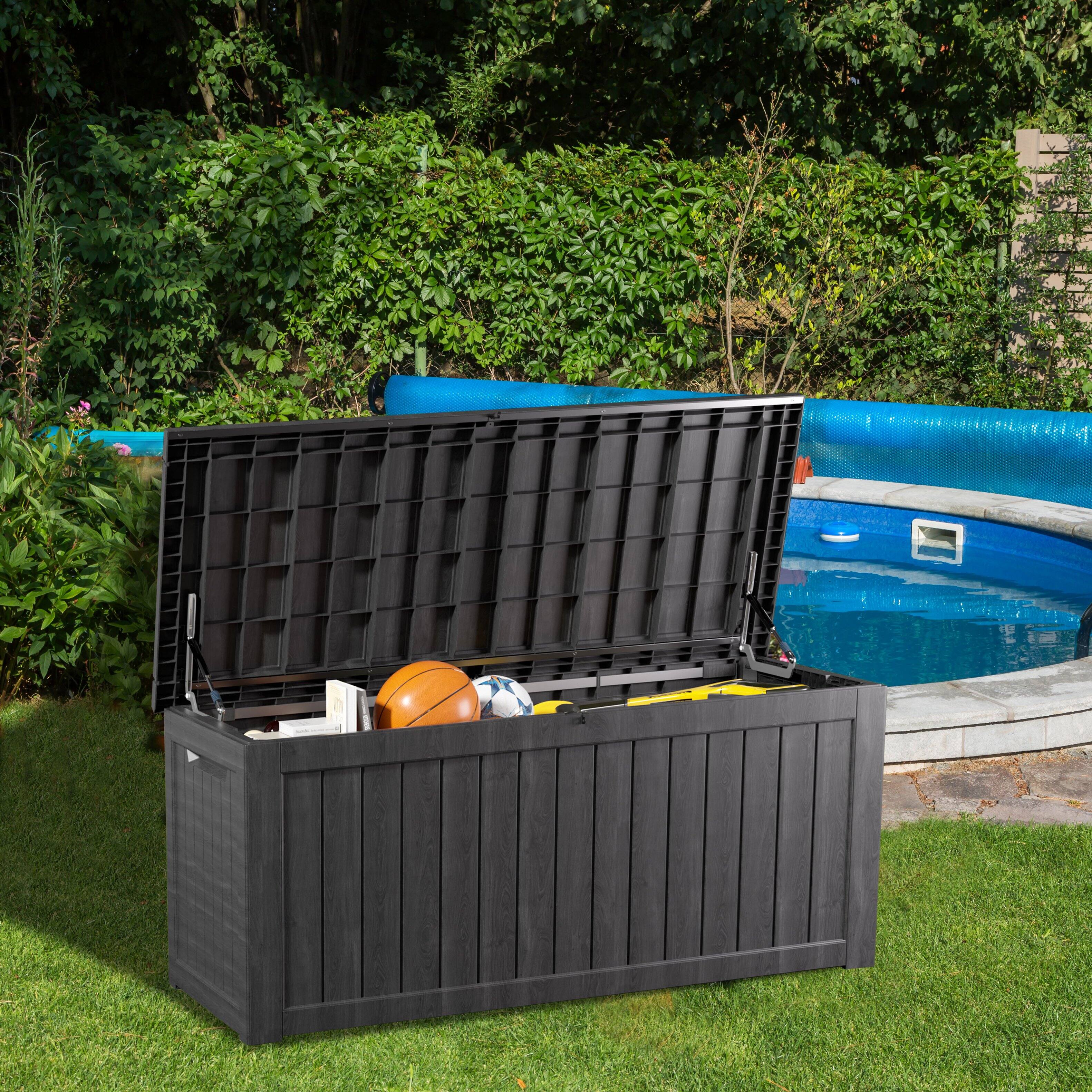 Angle. Yardgrace - 270 Gallon Lockable Resin Deck Box Waterproof Outdoor Storage for Patio Furniture Garden Tools and Equipment - black.