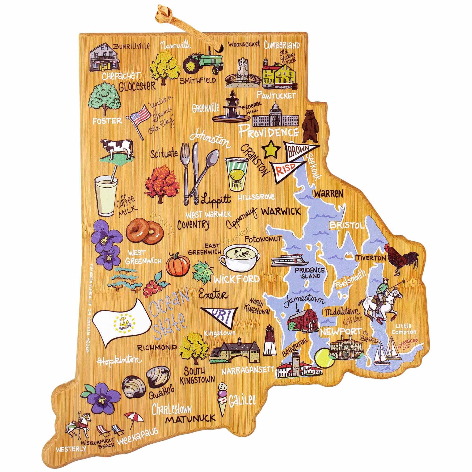 Totally Bamboo - Rhode Island Cutting Board with Artwork by Fish Kiss