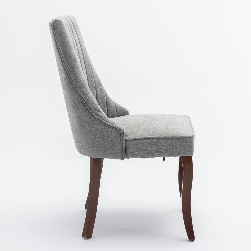 Alt View 1. Loheer - Loheer Gray Dining Chairs Set of 2 Upholstered High Back Fabric Kitchen Chairs with Solid Wood Legs - Gray.