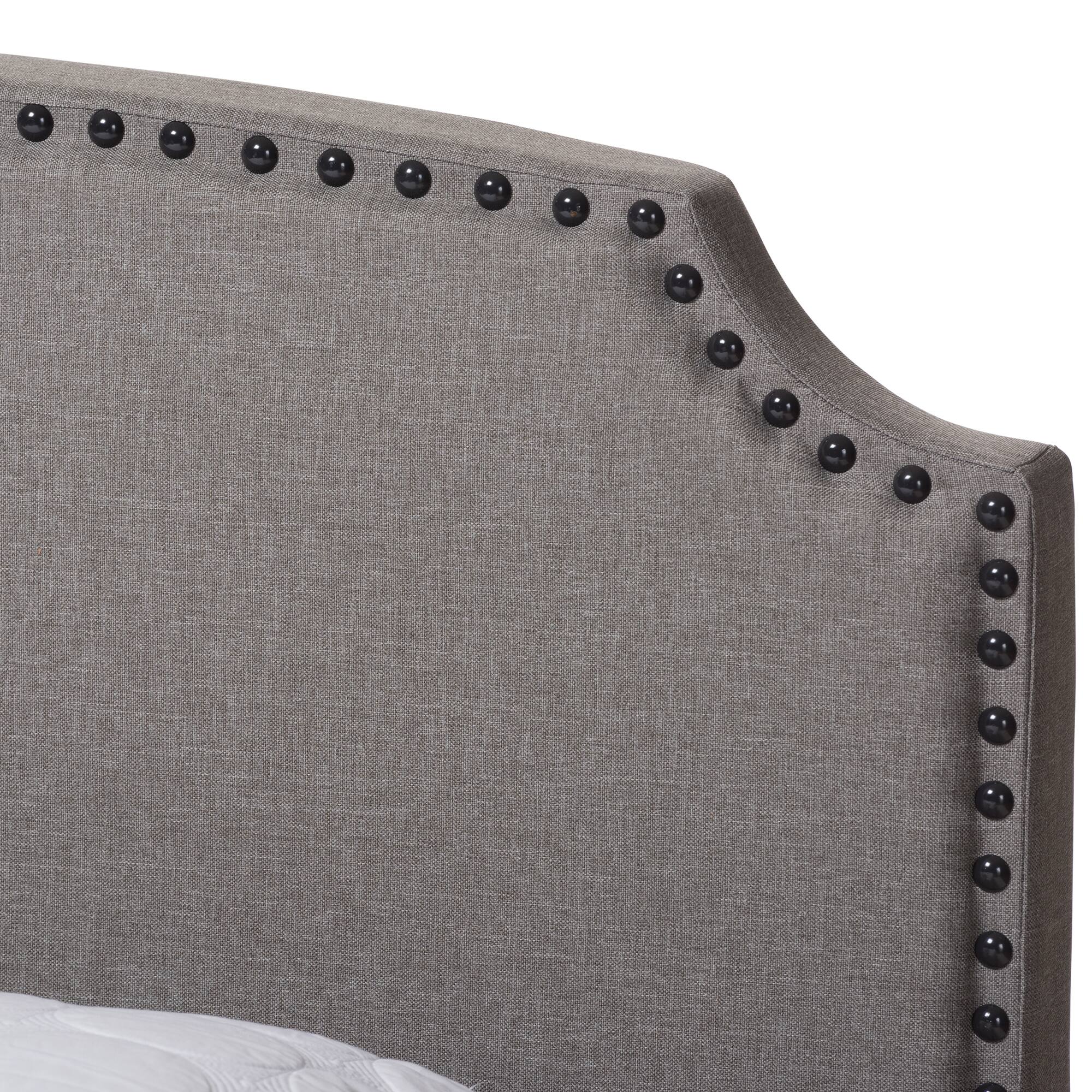Back. Baxton Studio - Odette Modern and Contemporary Fabric Upholstered Bed - Light Grey.