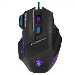 SaharaCase - Wired Gaming Mouse | LED Lights with 7 Buttons | Precision & Power | Five DPI Levels | Axis Pro - Wired - Black