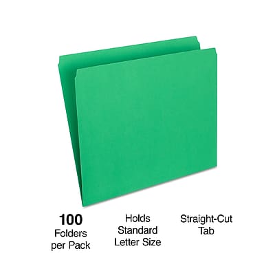 100 Folders per Pack  
Holds Standard Letter Size  
Straight-Cut Tab