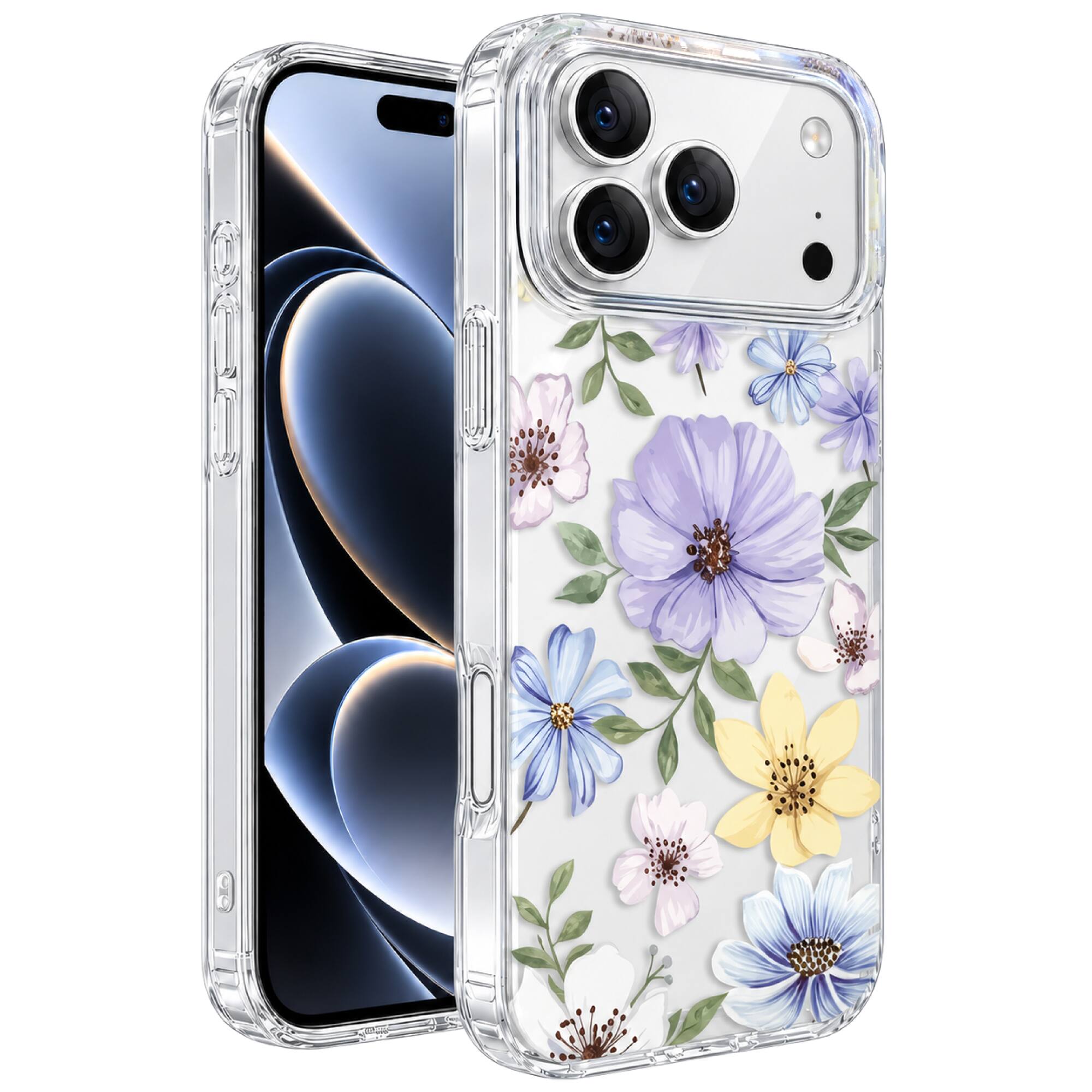 Vena - For Apple iPhone 18 Pro Max/17 Pro Max Case TPU Bump Resistant Drop Protection Slim Protective Spring Flower Phone Cover - Clear