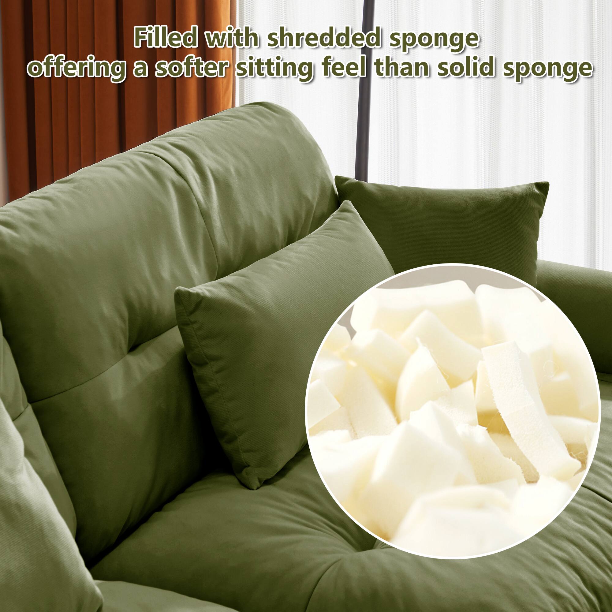 Filled with shredded sponge offering a softer sitting feel than solid sponge