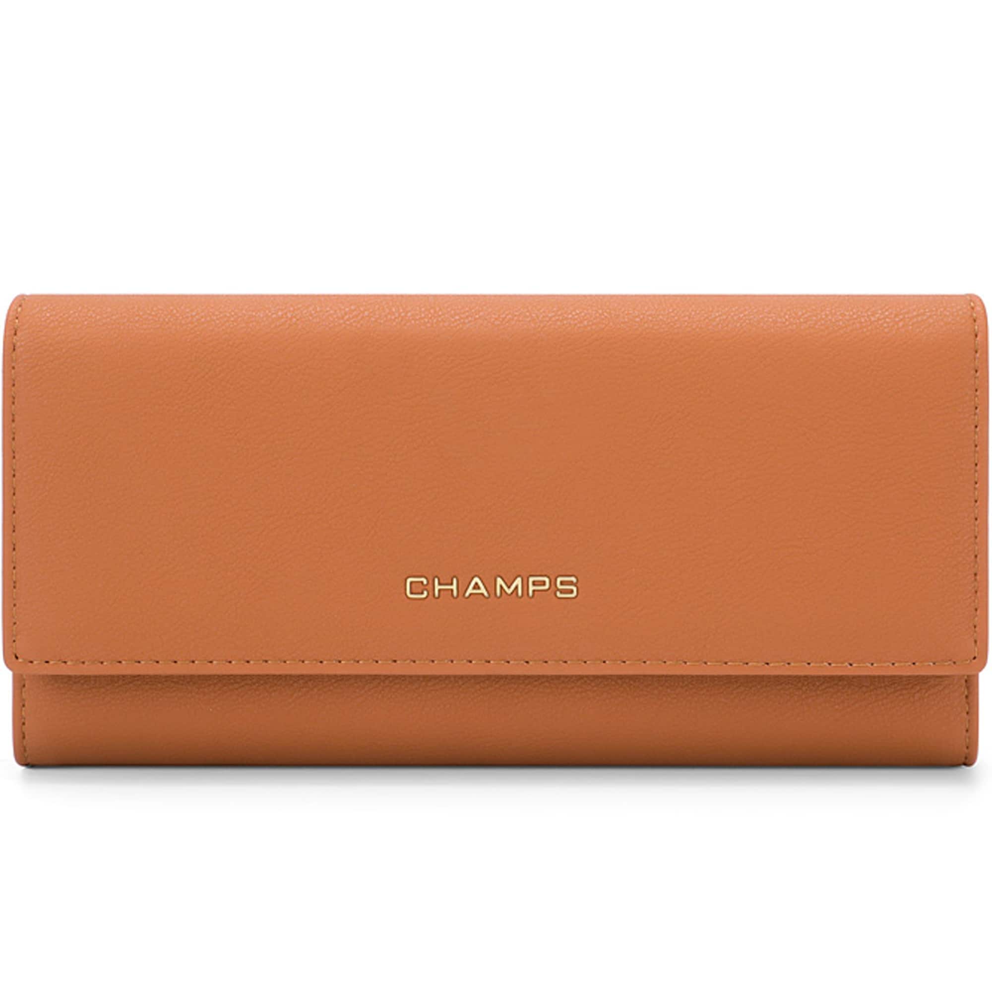 Front. Champs - Iconic Collection Expandable Trifold Wallet - Tan.