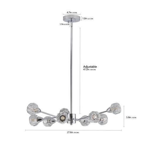 4.7in (12CM)  
1.0in (25CM)  
1.7in (43CM)  
Adjustable 47 2in (120CM)  
5.9in (15CM)  
27.6in (70CM)