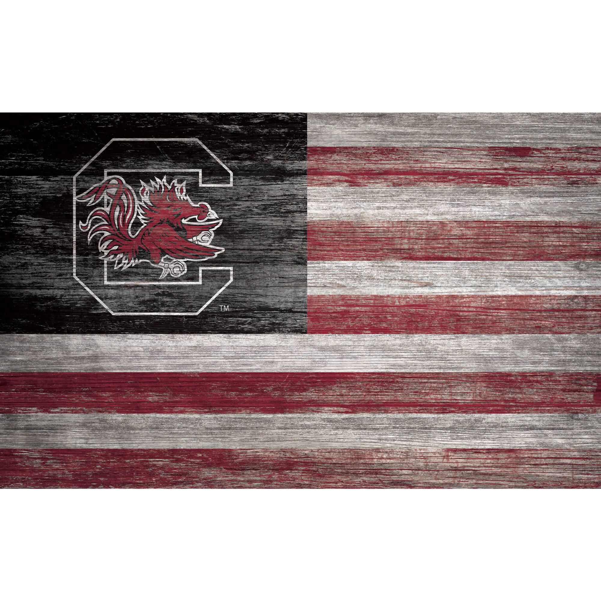 South Carolina Gamecocks 11'' x 19'' Distressed Flag Sign