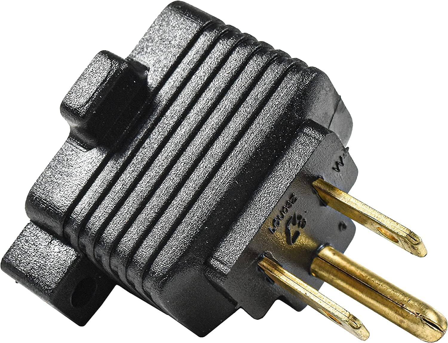 Left. HQRP - HQRP 2-Pack 15-Amp Household Plug to 20-Amp NEMA 5-15P to 5-15R/5-20R Plug Adapter 15-Amp to 20-Amp T-Blade - black.