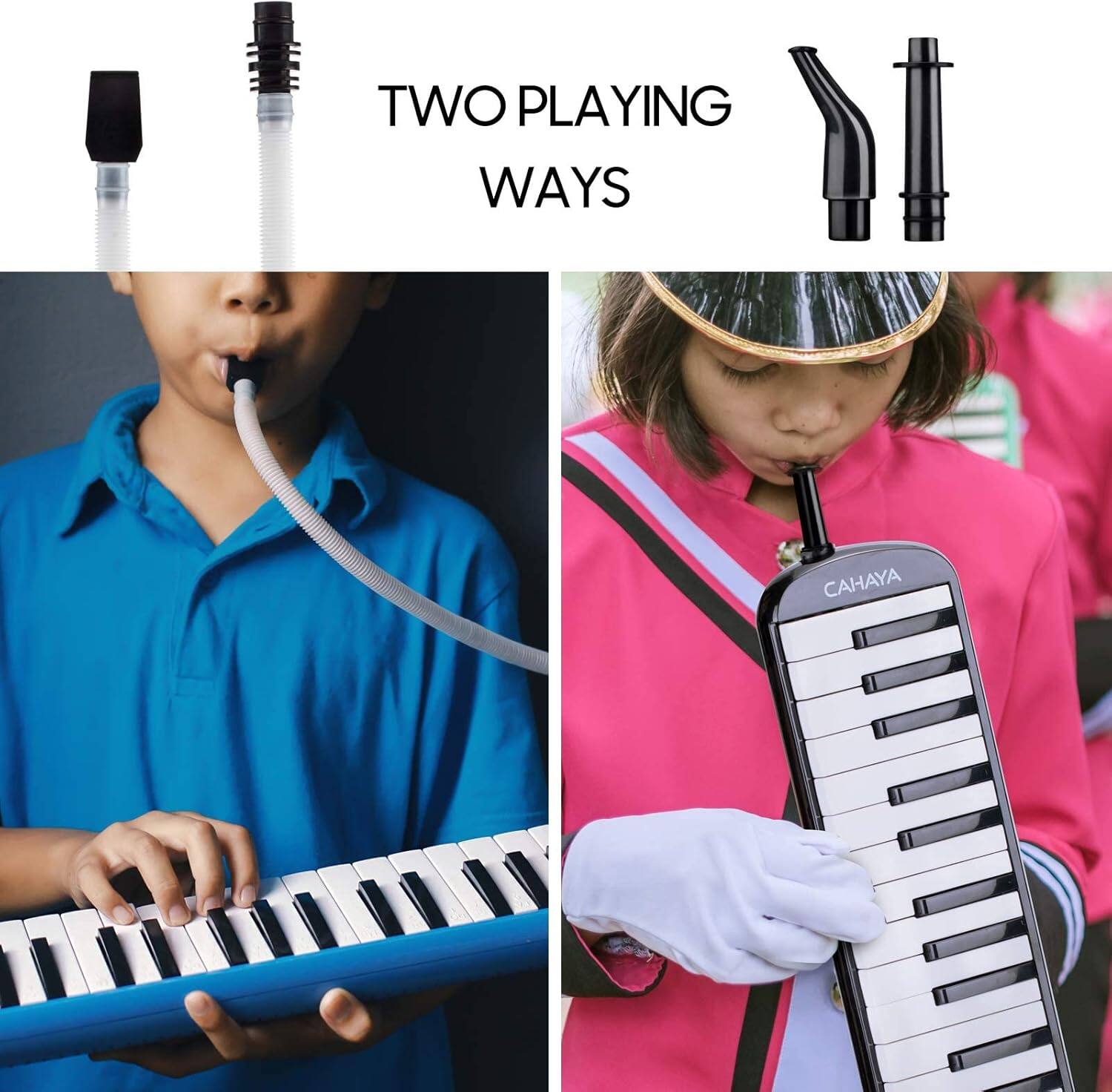 CAHAYA Melodica 2 Double Mouthpieces Tube Sets Melodicas Piano