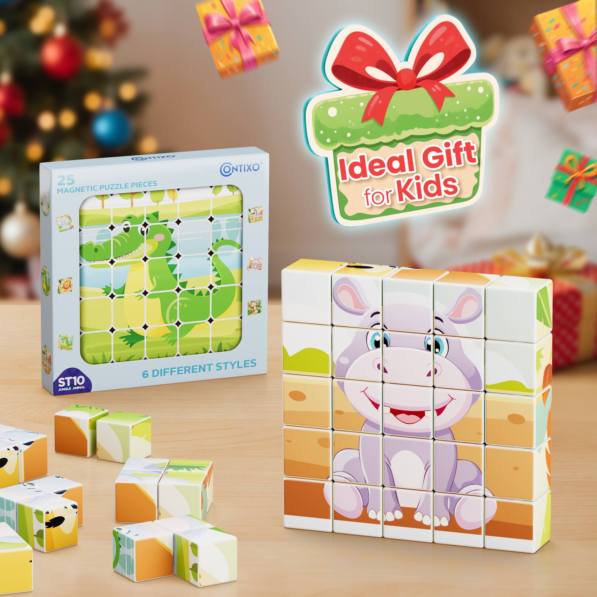 25 PIECES MAGNETIC PUZZLE  
ONTIXO  
Ideal Gift for Kids  
ST10  
6 DIFFERENT STYLES