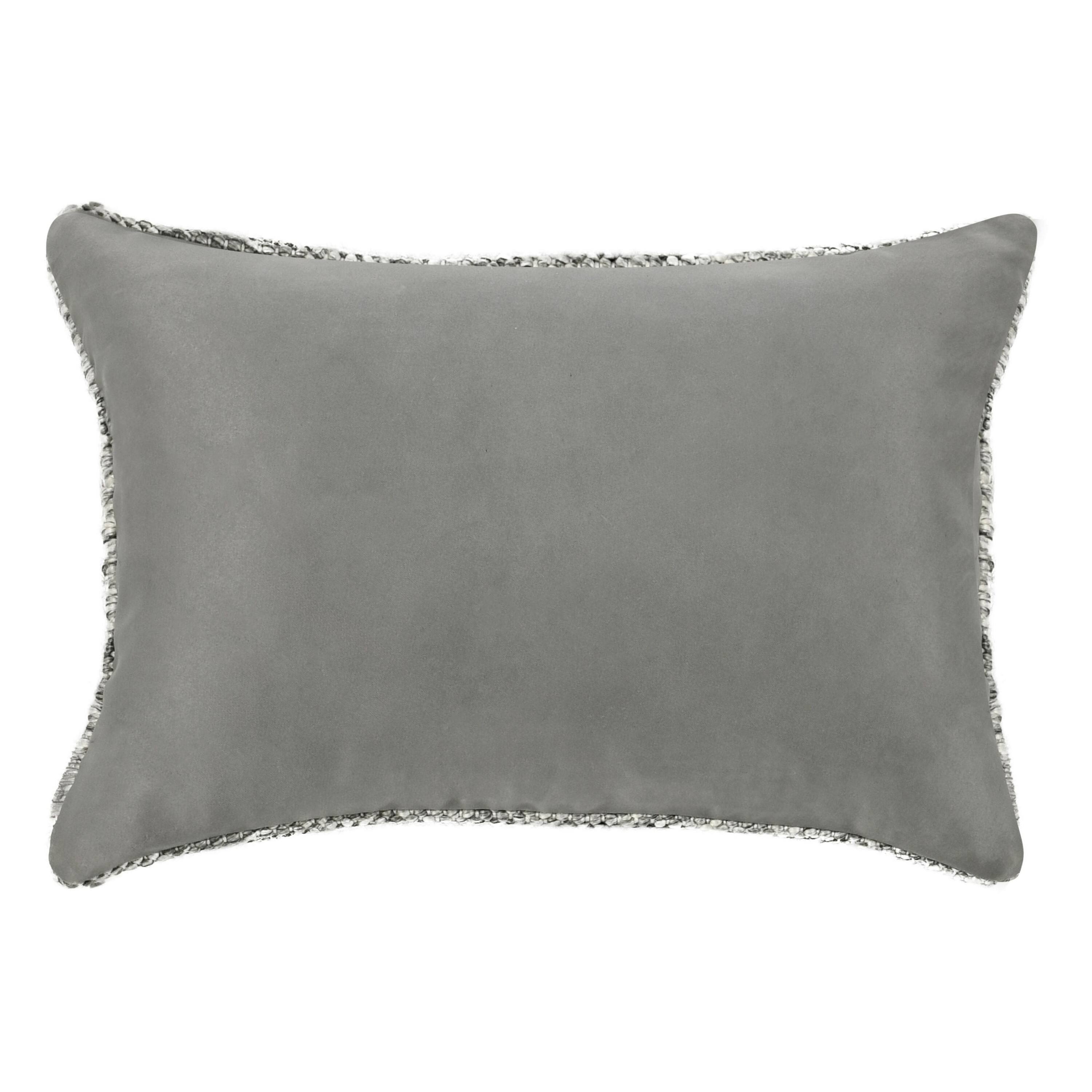 Angle. Manhattan Lane - Dolu Lumbar Throw Pillow, Hand Woven Texture, 14x20 Inch - Gray.