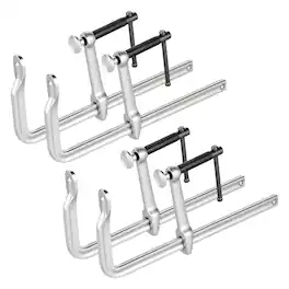 VEVOR - Bar Clamps for Woodworking, 4-Pack, 12" Opening, 4.72 in Throat Depth, 1200 lbs Load Limit, Sturdy Steel Forging - Silver;Black