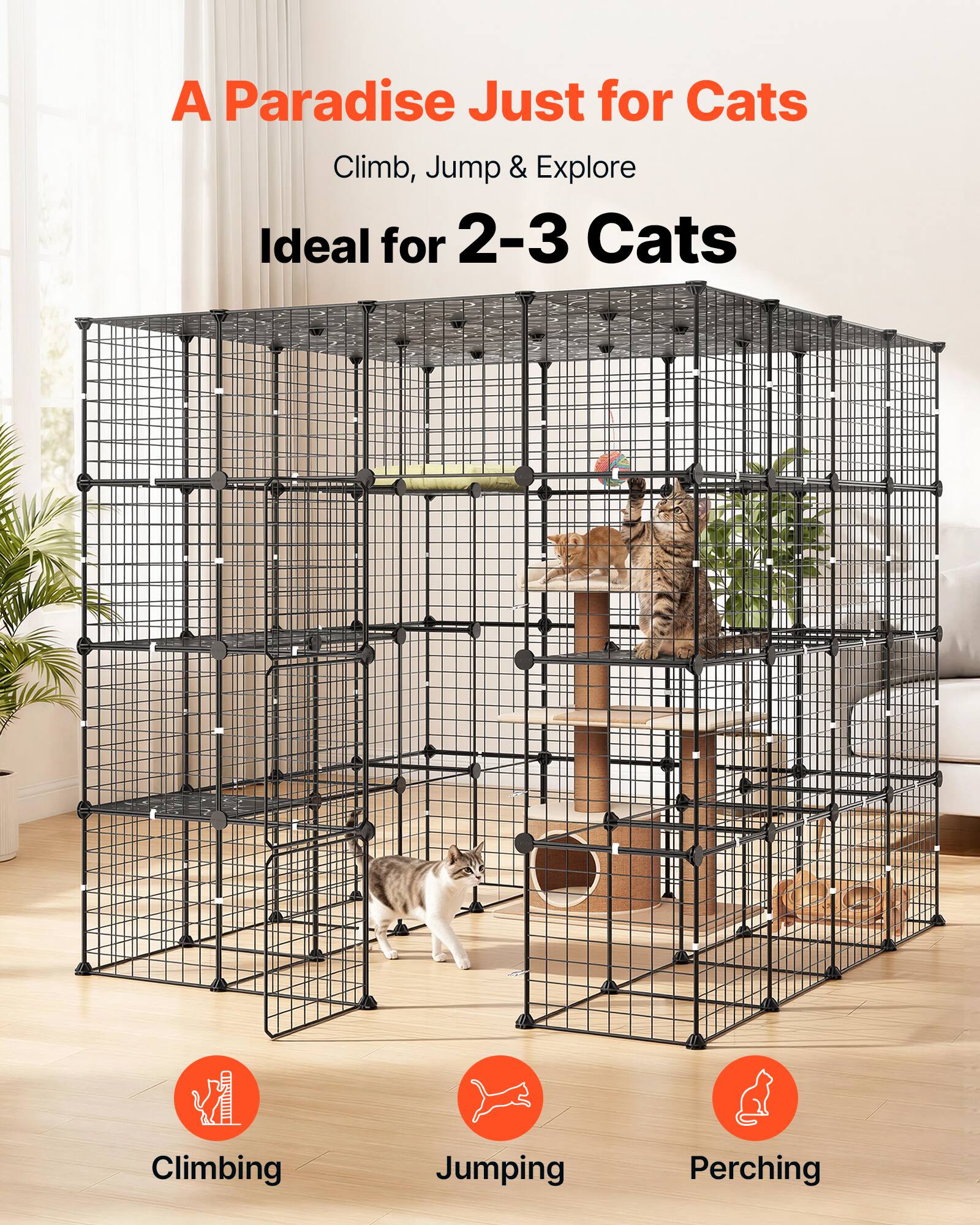A Paradise Just for Cats  
Climb, Jump & Explore  
Ideal for 2-3 Cats  

Climbing  
Jumping  
Perching