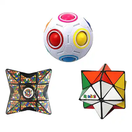 Front. Rubik's Cube - Rubiks 3 Piece Gift Set | Magic Star | Rainbow Ball | Kaleido - Multi-Color.
