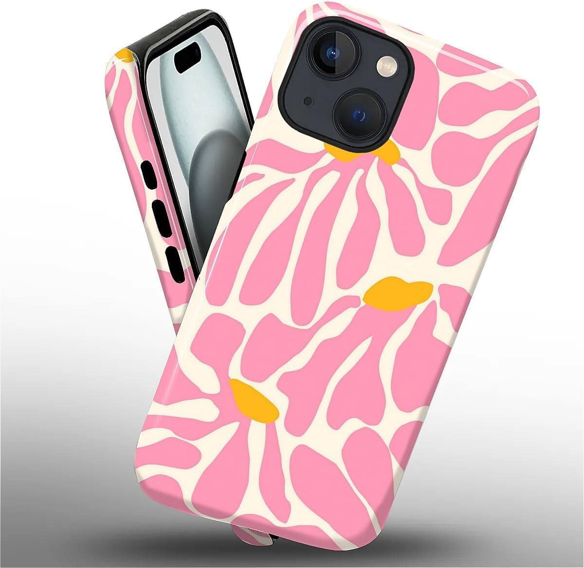 Alt View 2. Finnhomy - Smartphone Case for iPhone 15 Dual Layer Protective Phone Case Shockproof Anti Slip Slim Cover - A-Matisse Pink Flower.