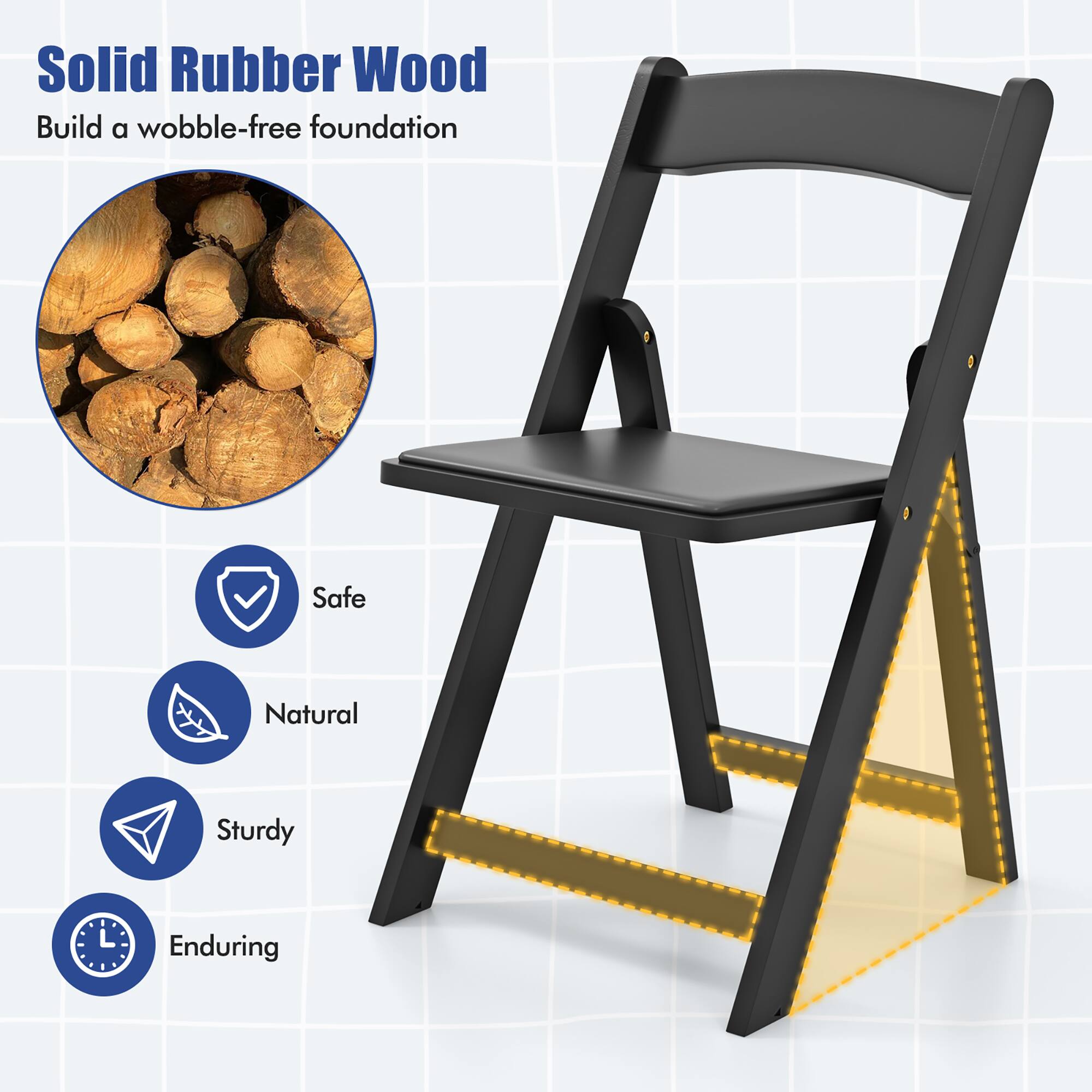 Solid Rubber Wood  
Build a wobble-free foundation  

Safe  
Natural  
Sturdy  
Enduring