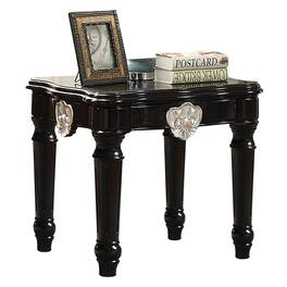 Manhattan Lane - Wooden End Table With Contrast Carved Motif Turned Legs - Black