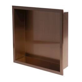 Alfi - 16" x 16" Brushed Copper PVD Steel Square Single Shelf Shower Niche - Brown