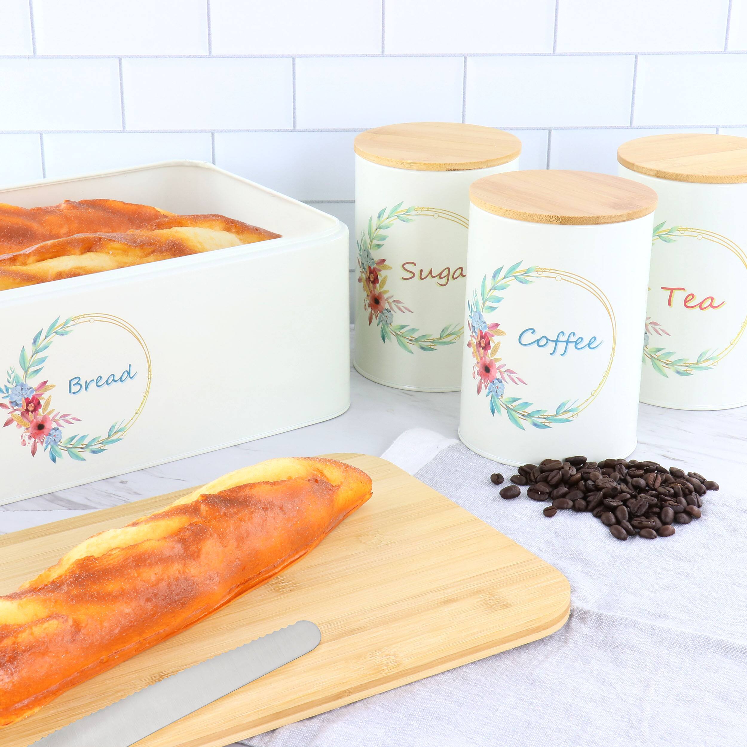 Bread  
Sugar  
Coffee  
Tea