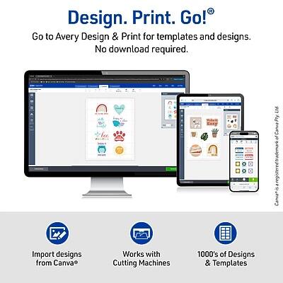 Design. Print. Go!®

Go to Avery Design & Print for templates and designs. No download required.

- Import designs from Canva®
- Works with Cutting Machines
- 1000's of Designs & Templates