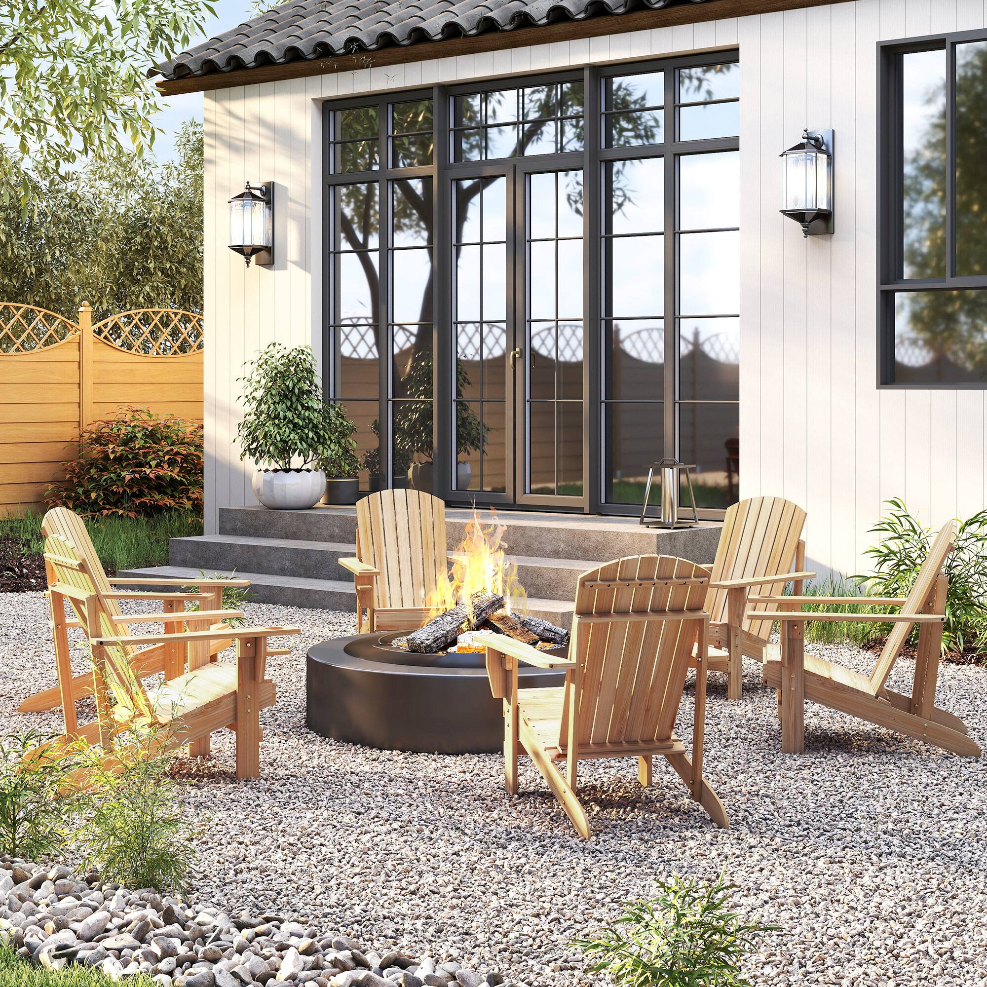 Alt View 8. Outsunny - Adirondack Chair, Outdoor Fire Pit and Porch Seating, Classic Log Lounge w/ Built-in Cupholder - Natural Wood.