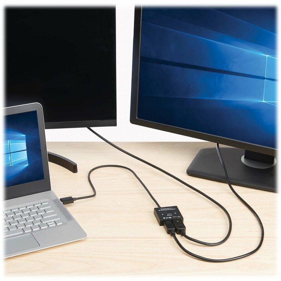 Alt View 3. Tripp Lite - Eaton Tripp Lite Series 2x1 Bi-Directional DisplayPort Switch - 4K 120 Hz or 8K 30 Hz, HDR, HDCP Passthrough - 7680 x - Black.