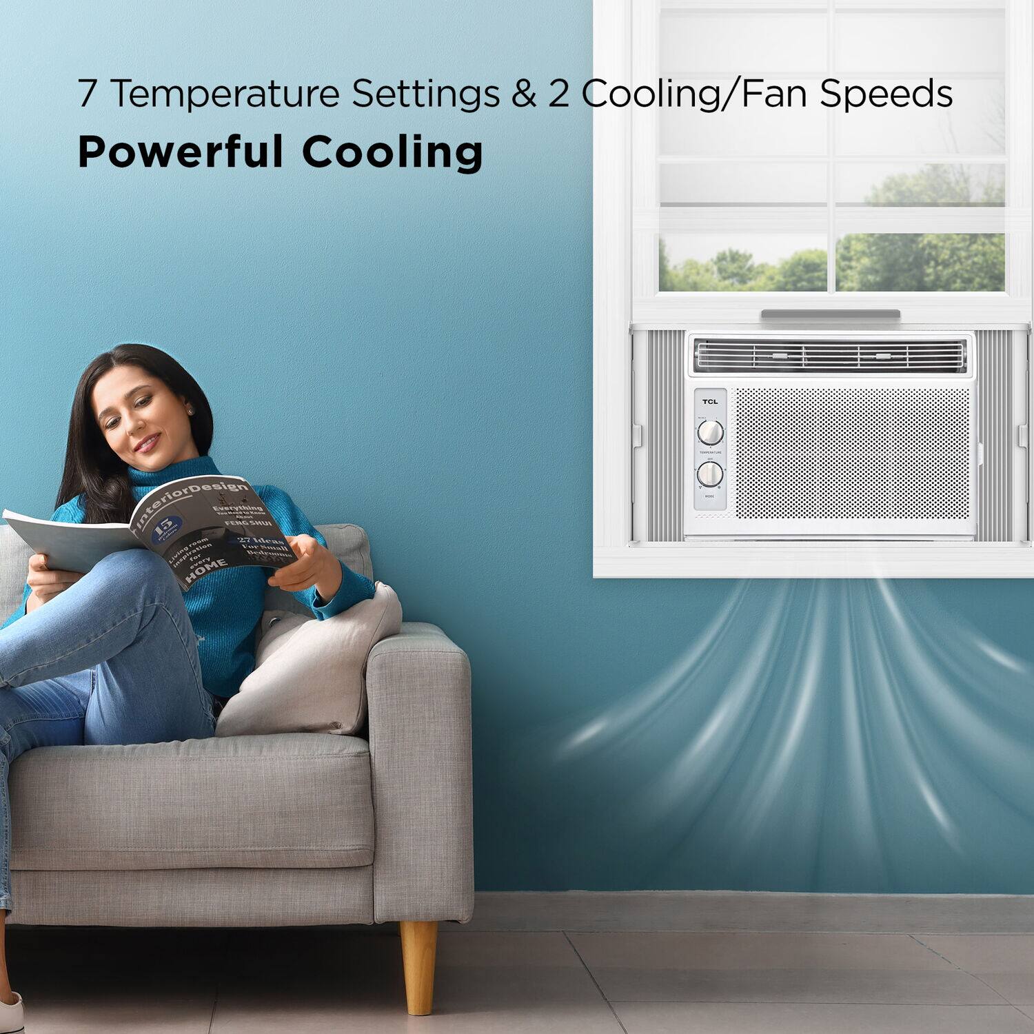 7 Temperature Settings & 2 Cooling/Fan Speeds Powerful Cooling