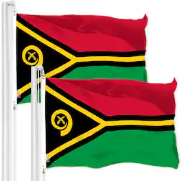 G128 - 2-Pack Vanuatu Flag 3x5 ft - 150D Polyester, Brass Grommets, Indoor/Outdoor - Clear Vivid Bright Colors