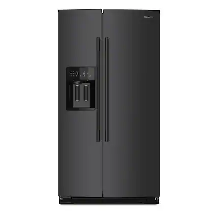Front. KitchenAid - 20.8 Cu. Ft. Side-by-Side Counter-Depth Refrigerator with Exterior Ice and Water Dispenser - Black Ore.
